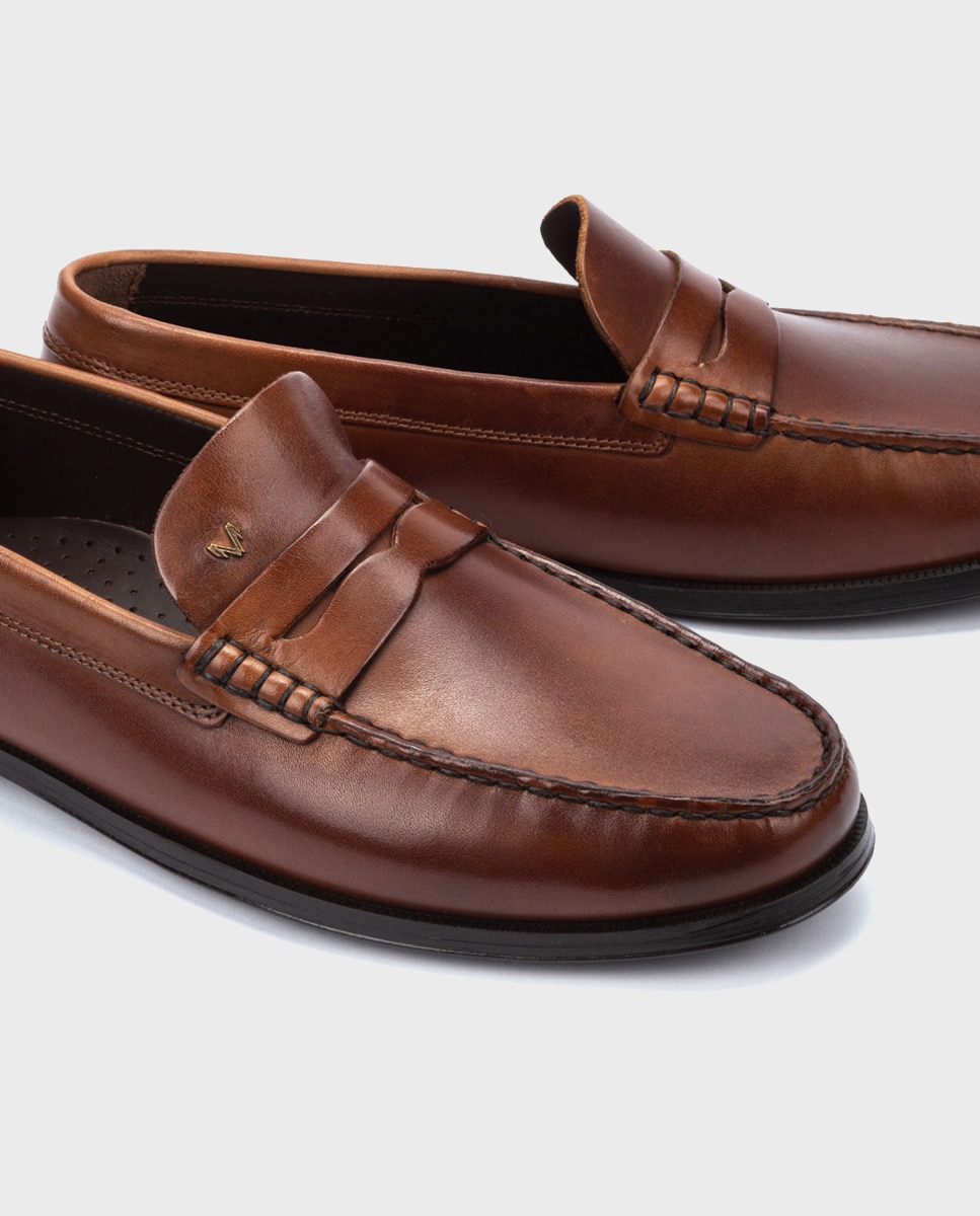 Mocasines de hombre de piel con plantilla acolchada - Martinelli - Marrón Marrón-4