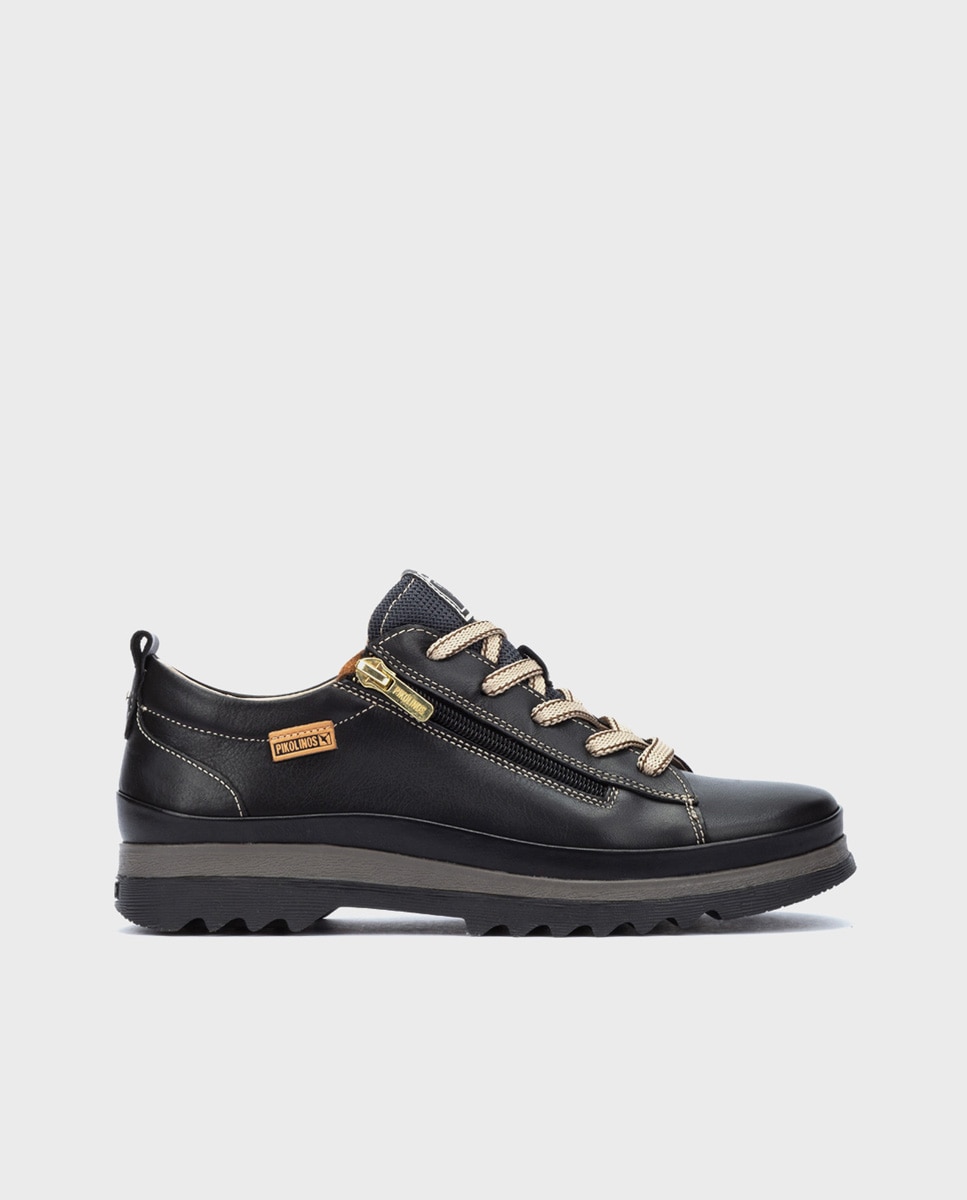 Zapatillas de mujer de piel con plantilla memory foam extraíble - Pikolinos - Negro Negro-1
