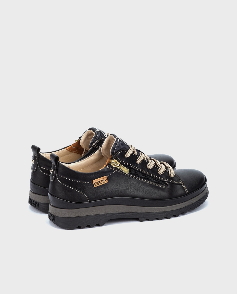Zapatillas de mujer de piel con plantilla memory foam extraíble - Pikolinos - Negro Negro-3