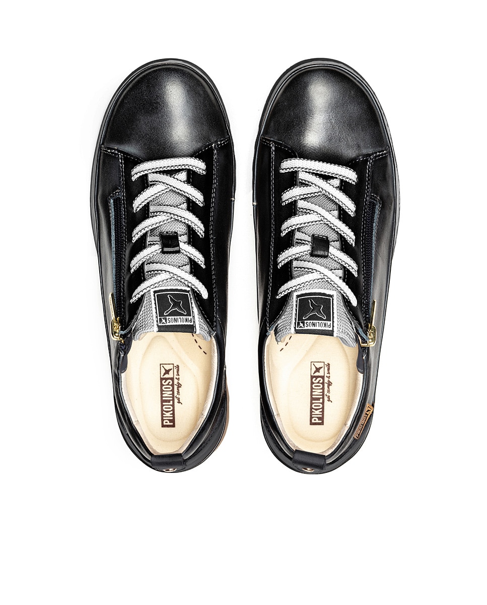 Zapatillas de mujer de piel con plantilla memory foam extraíble - Pikolinos - Negro Negro-5
