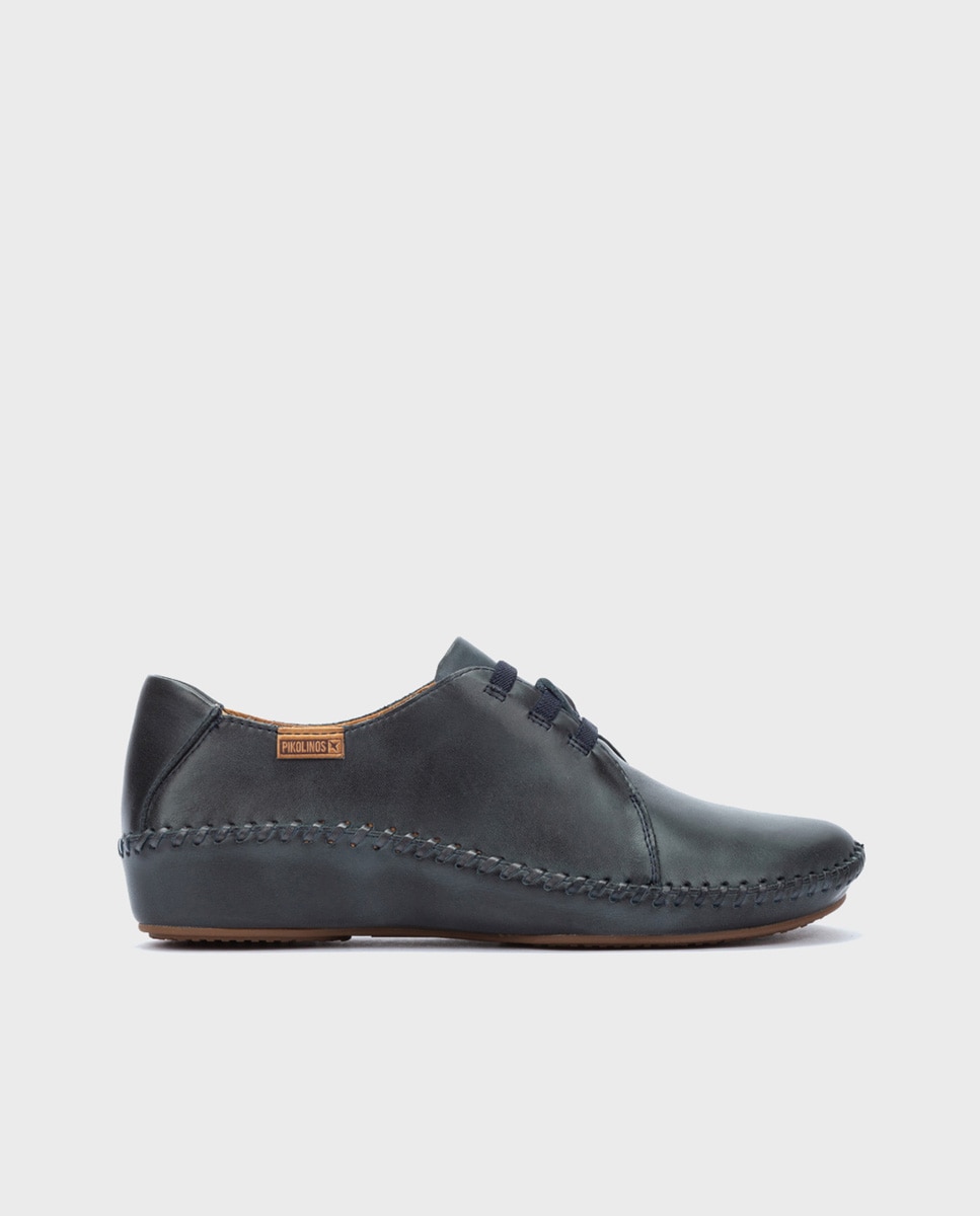 Mocasines de mujer de piel con cordones elásticos - Pikolinos - Azul marino Azul marino-1