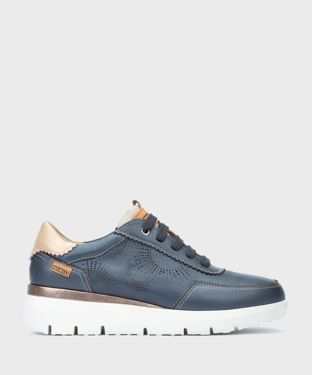 Pikolinos - Zapatillas de piel de mujer con cordones y plantilla acolchada Memory Foam.