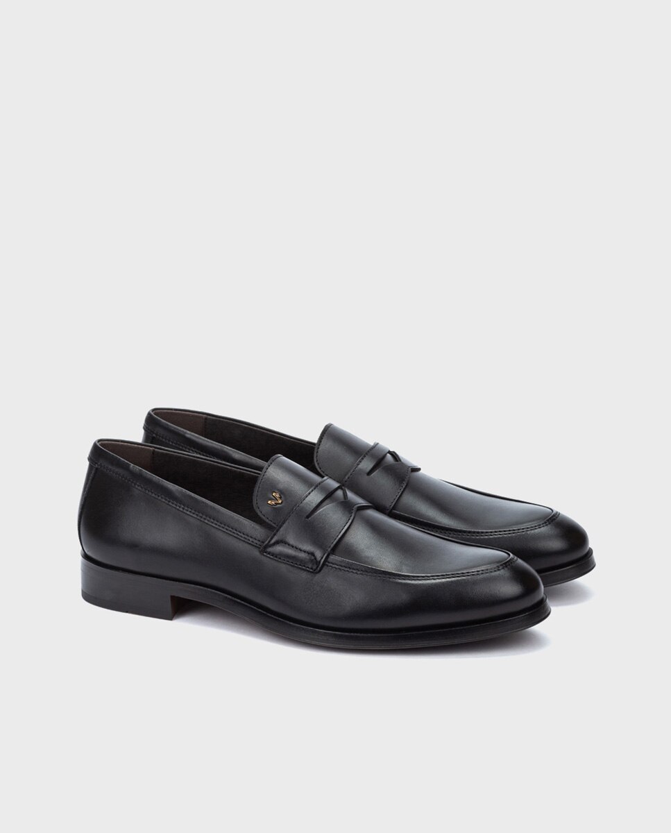 Mocasines de hombre de piel con plantilla acolchada en color - Martinelli - Negro Negro-3