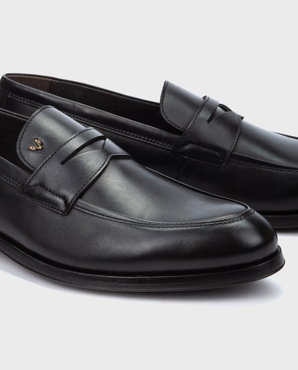 Mocasines de hombre de piel con plantilla acolchada en color - Martinelli - Negro Negro-4
