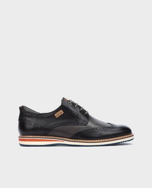 Imagen 0 de Zapatos de cordones de hombre de piel con plantilla acolchada y extraíble en color negro