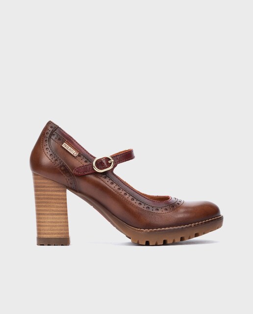 Imagen 0 de Zapatos de salón de mujer de piel con cierre de hebilla y plantilla acolchada