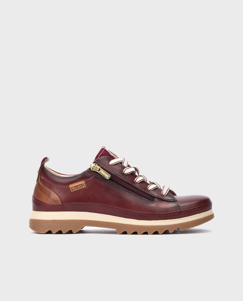 Zapatillas de mujer de piel con plantilla Memory Foam extraíble - Pikolinos - Granate Granate-1