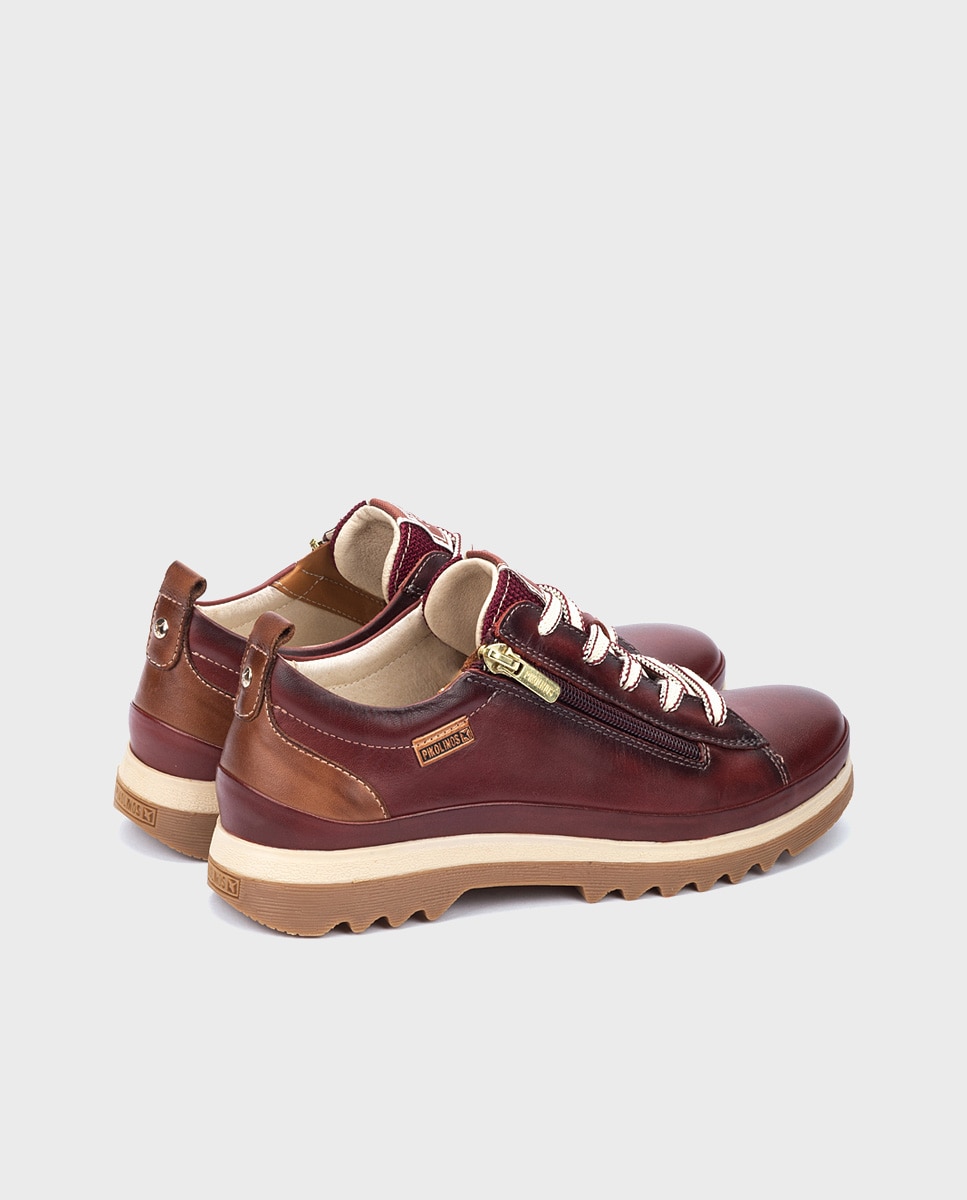 Zapatillas de mujer de piel con plantilla Memory Foam extraíble - Pikolinos - Granate Granate-3