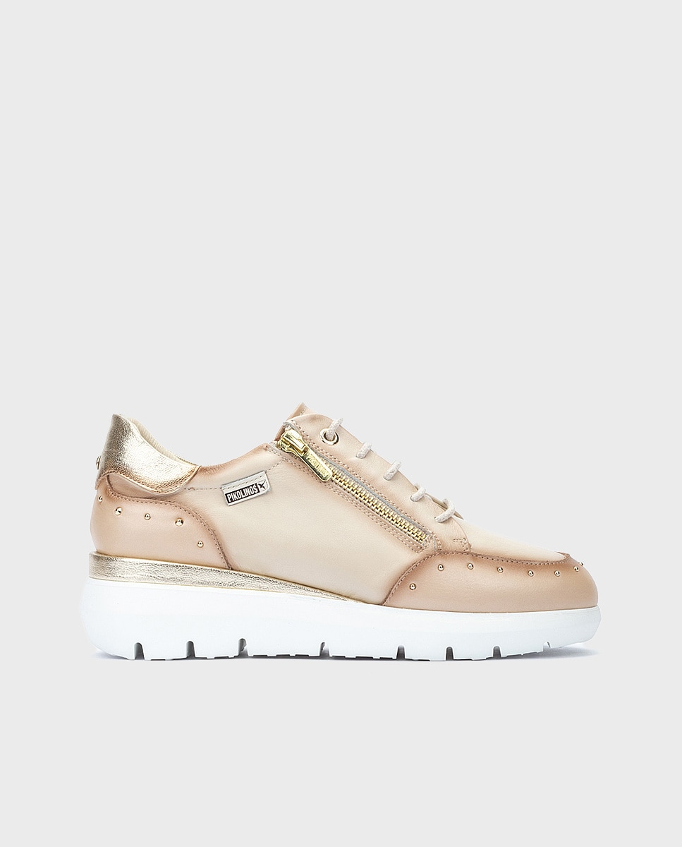 Pikolinos - Zapatillas de mujer de piel con suela extraligera y plantilla acolchada memory foam en color blanco.