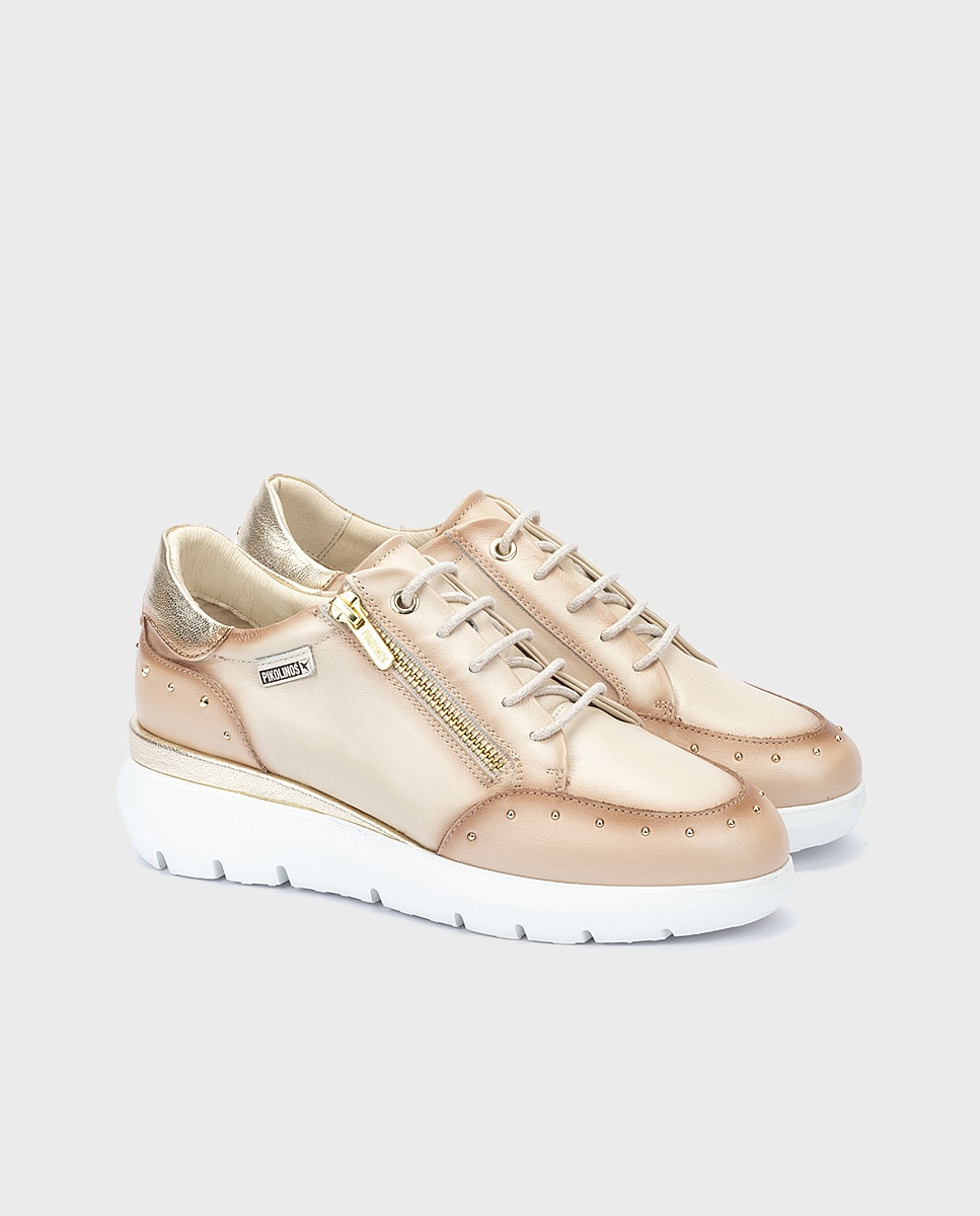 Zapatillas de mujer de piel con suela extraligera y plantilla acolchada memory foam en color - Pikolinos - Blanco Blanco-3