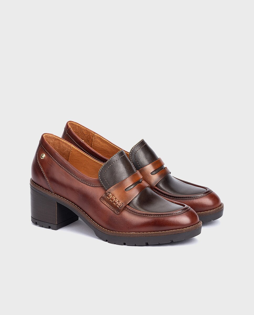 Zapatos de tacón de mujer de piel con plantilla acolchada - Pikolinos - Marrón Marrón-3