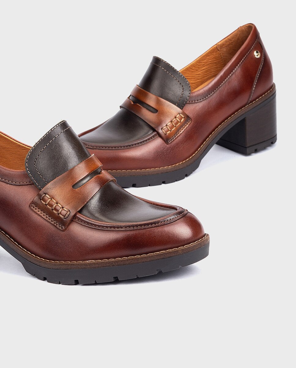 Zapatos de tacón de mujer de piel con plantilla acolchada - Pikolinos - Marrón Marrón-4
