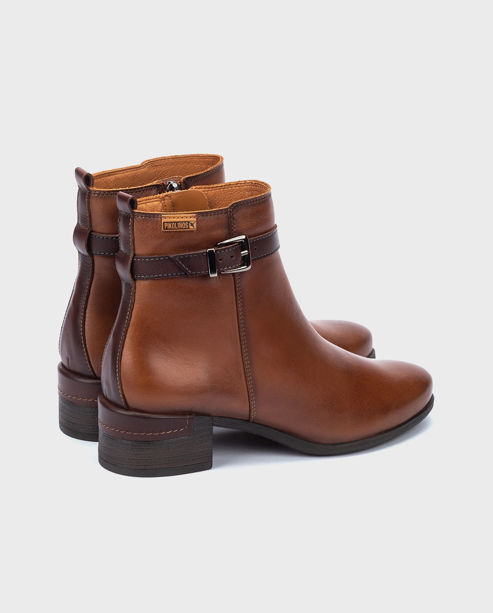 Botines de tacón de mujer de piel con cremallera - Pikolinos - Marrón Marrón-3