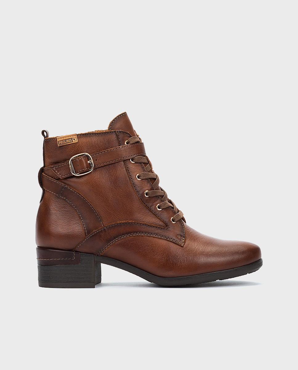 Botines de tacón de mujer de piel con cremallera - Pikolinos - Marrón Marrón-1