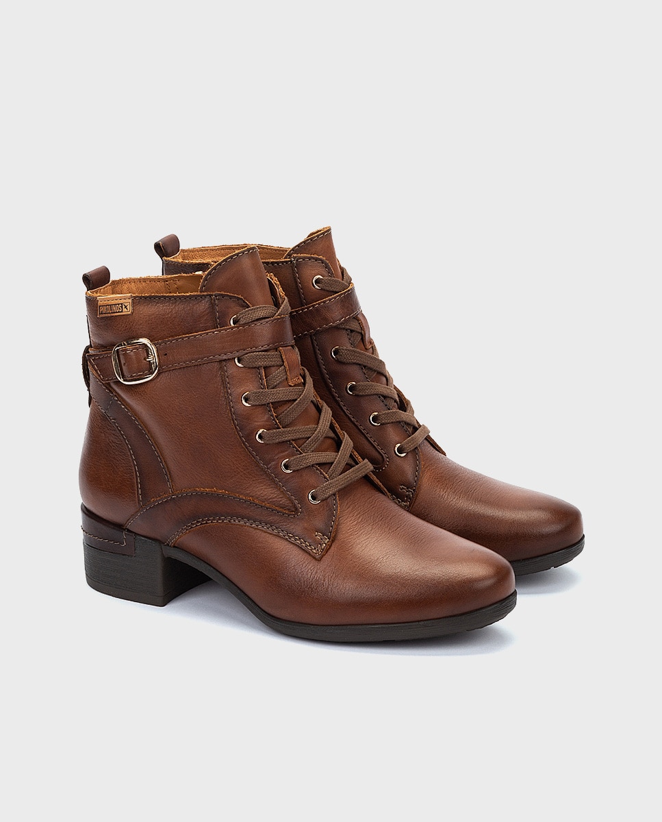 Botines de tacón de mujer de piel con cremallera - Pikolinos - Marrón Marrón-2