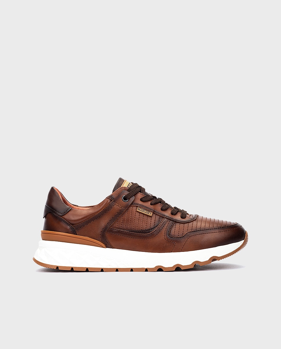Imagen 1 de Zapatillas de hombre de piel con plantilla memory foam y suela extraligera - Marrón Marrón