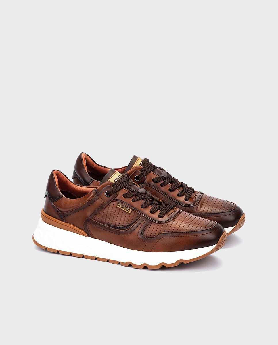 Imagen 4 de Zapatillas de hombre de piel con plantilla memory foam y suela extraligera - Marrón Marrón