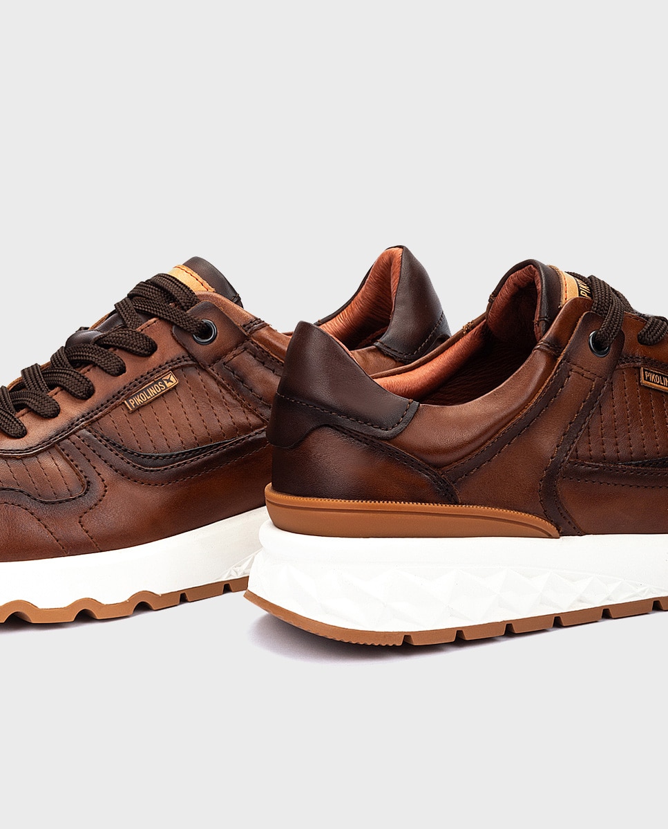 Imagen 5 de Zapatillas de hombre de piel con plantilla memory foam y suela extraligera - Marrón Marrón