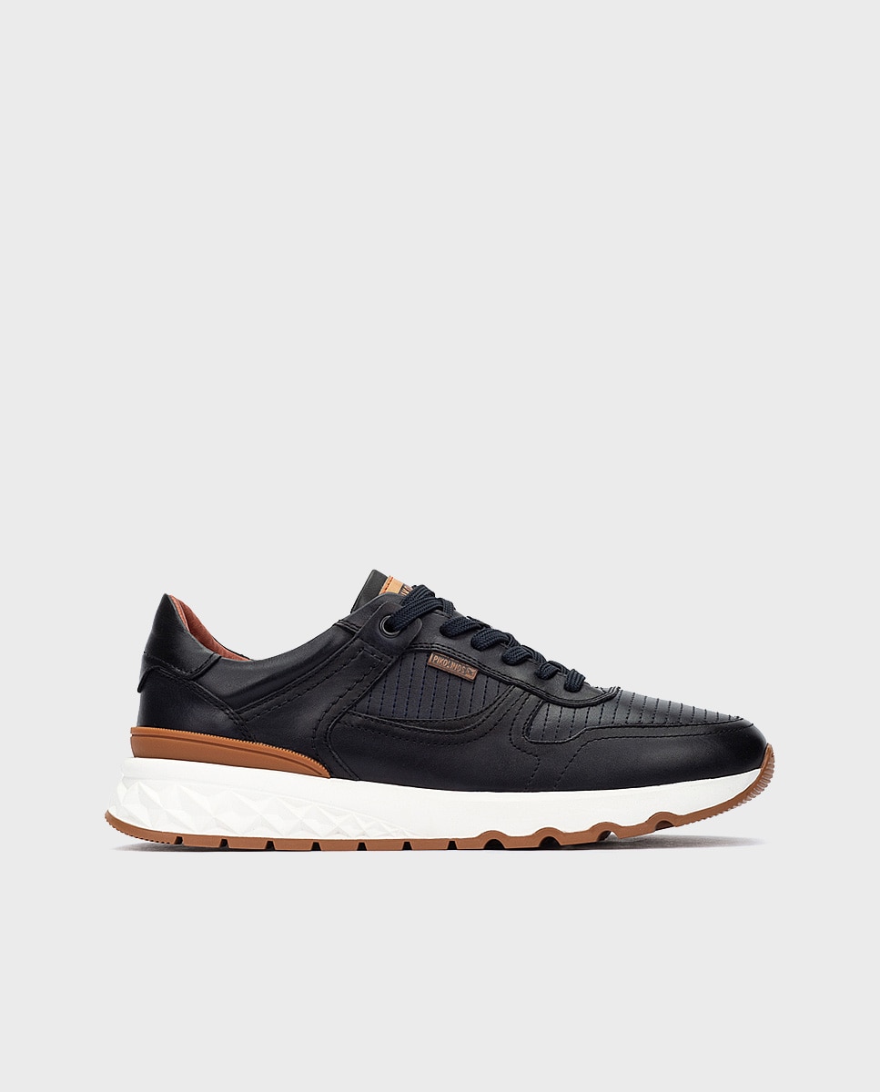 Imagen 0 de Zapatillas de hombre de piel con plantilla memory foam y suela extraligera Azul