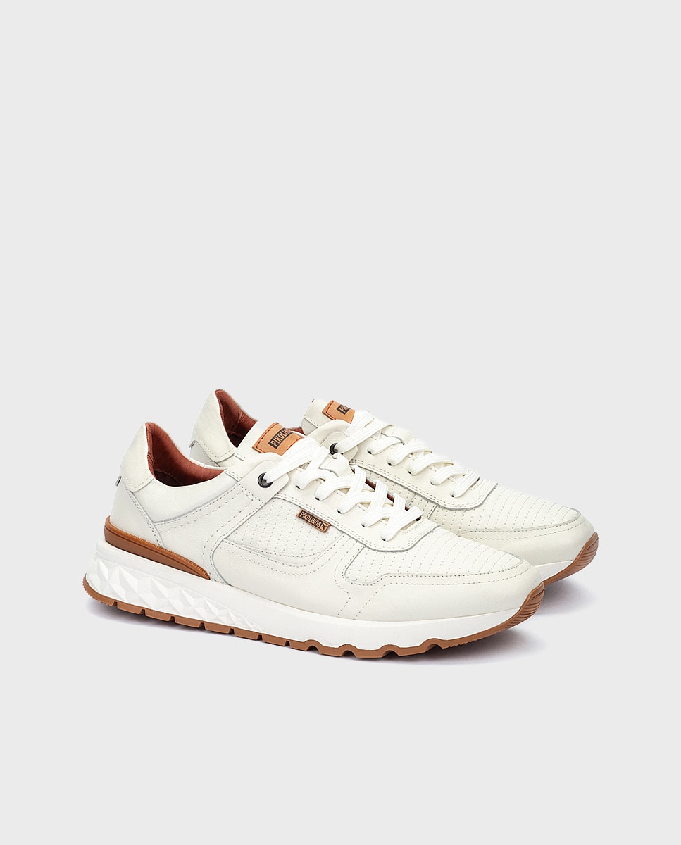 Imagen 4 de Zapatillas de hombre de piel con plantilla memory foam y suela extraligera - Blanco Blanco