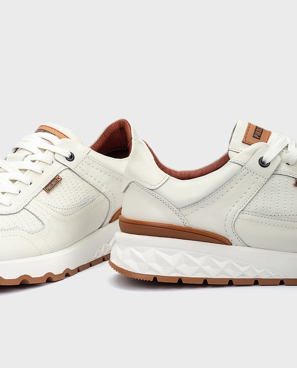 Imagen 5 de Zapatillas de hombre de piel con plantilla memory foam y suela extraligera - Blanco Blanco