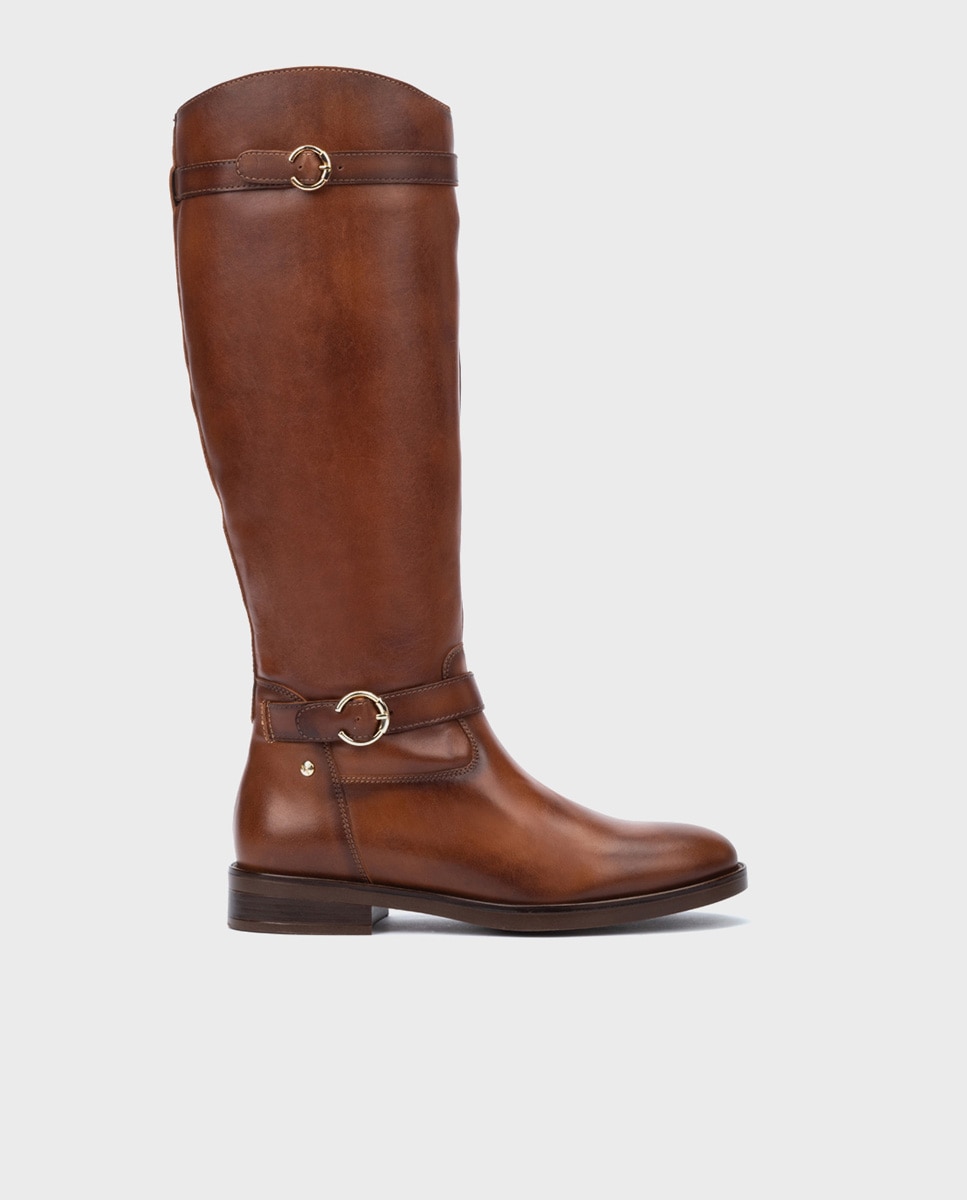 Imagen 1 de Botas de mujer de piel con cremallera y hebillas decorativas - Pikolinos - Marrón Marrón