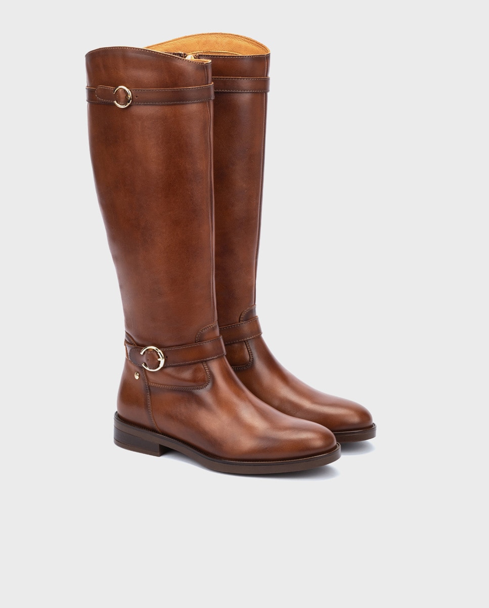 Imagen 2 de Botas de mujer de piel con cremallera y hebillas decorativas - Pikolinos - Marrón Marrón