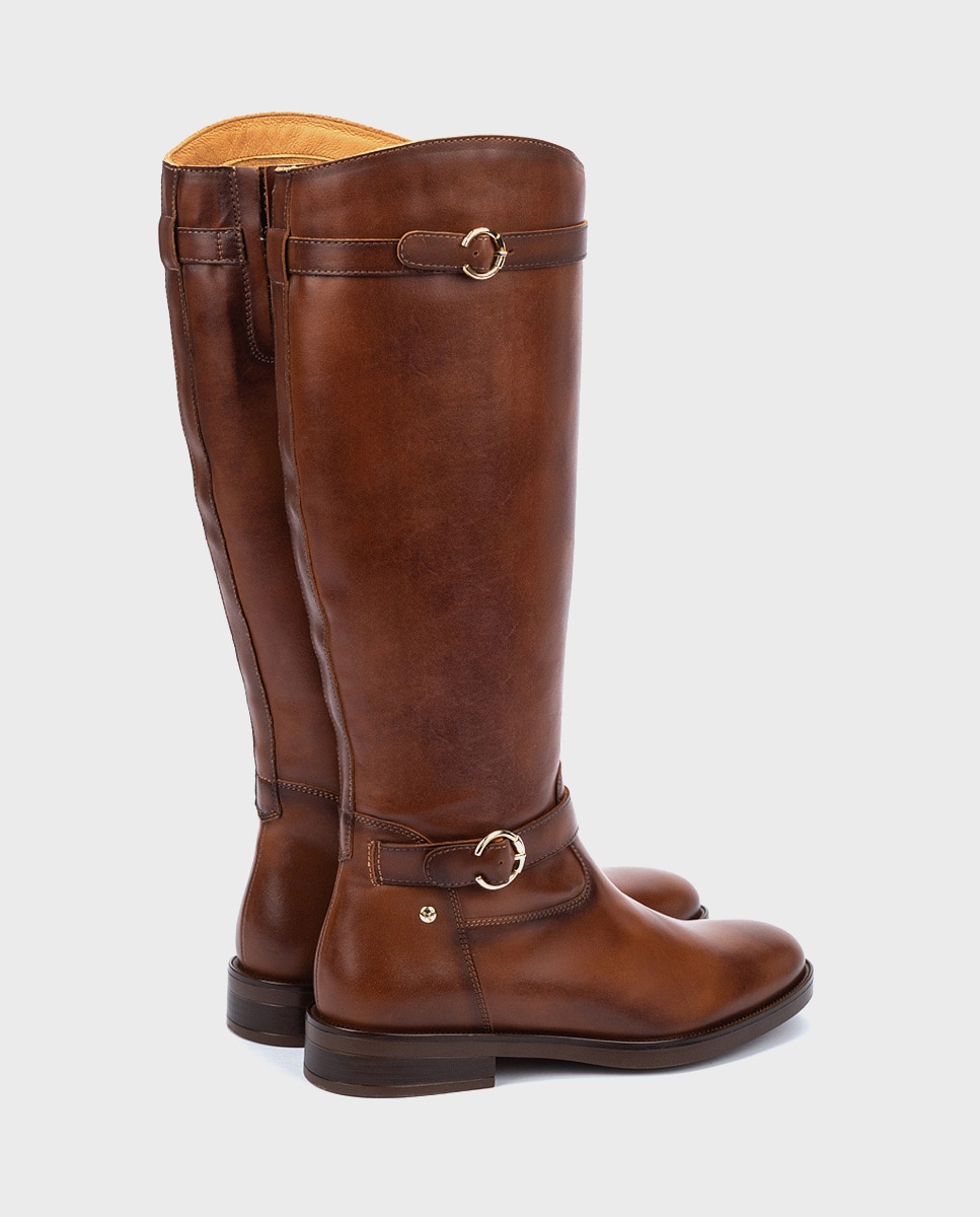 Imagen 3 de Botas de mujer de piel con cremallera y hebillas decorativas - Pikolinos - Marrón Marrón