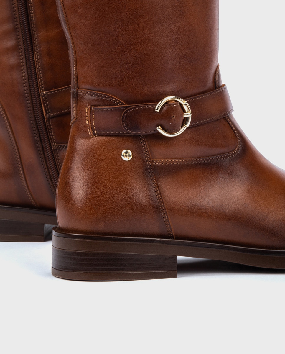 Imagen 4 de Botas de mujer de piel con cremallera y hebillas decorativas - Pikolinos - Marrón Marrón