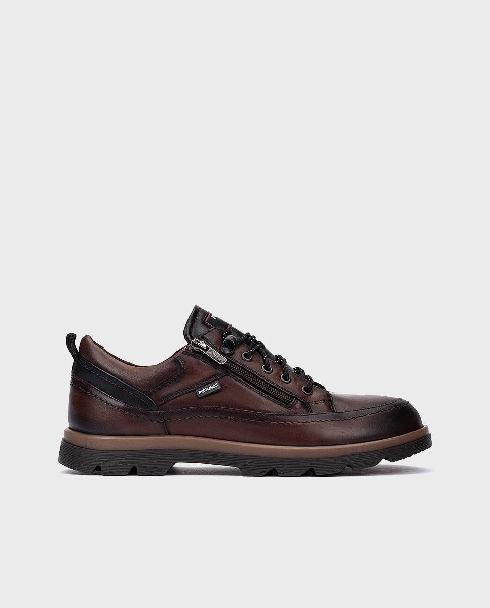 Imagen 1 de Zapatos de cordones de hombre de piel con cremallera lateral y plantilla extraíble - Marrón oscuro Marrón oscuro