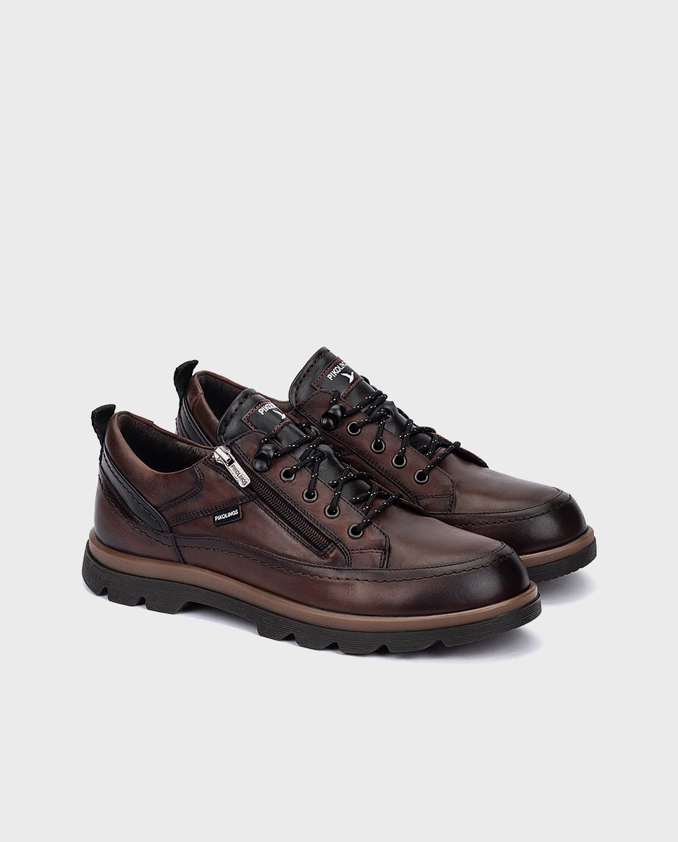 Imagen 3 de Zapatos de cordones de hombre de piel con cremallera lateral y plantilla extraíble - Marrón oscuro Marrón oscuro