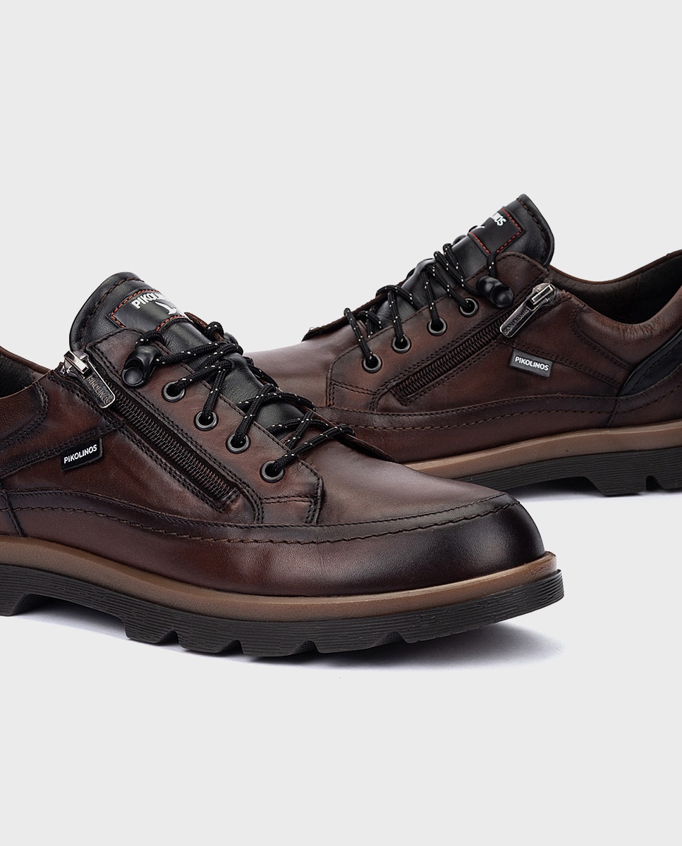 Imagen 4 de Zapatos de cordones de hombre de piel con cremallera lateral y plantilla extraíble - Marrón oscuro Marrón oscuro