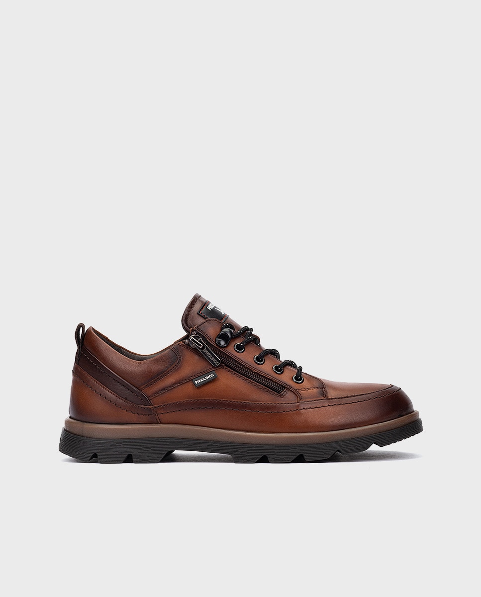 Imagen 0 de Zapatos de cordones de hombre de piel con cremallera lateral y plantilla extraíble Marrón