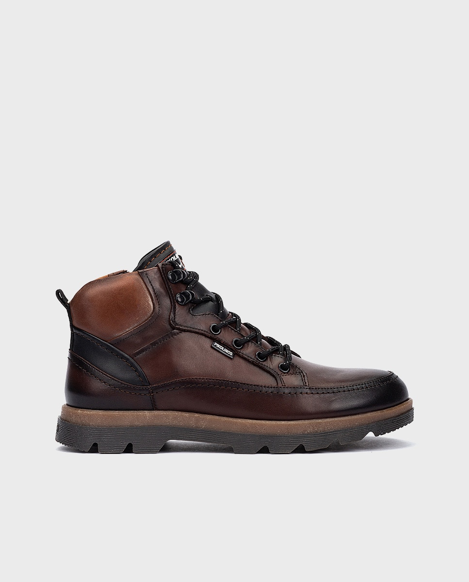 Imagen 0 de Botas de hombre de piel con cordones, cremallera y plantilla extraíble Marrón oscuro