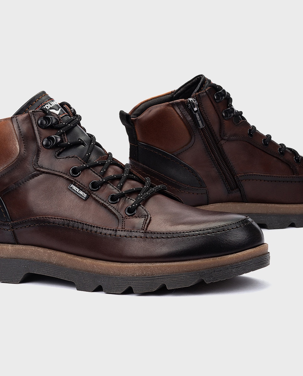 Imagen 4 de Botas de hombre de piel con cordones, cremallera y plantilla extraíble - Marrón oscuro Marrón oscuro
