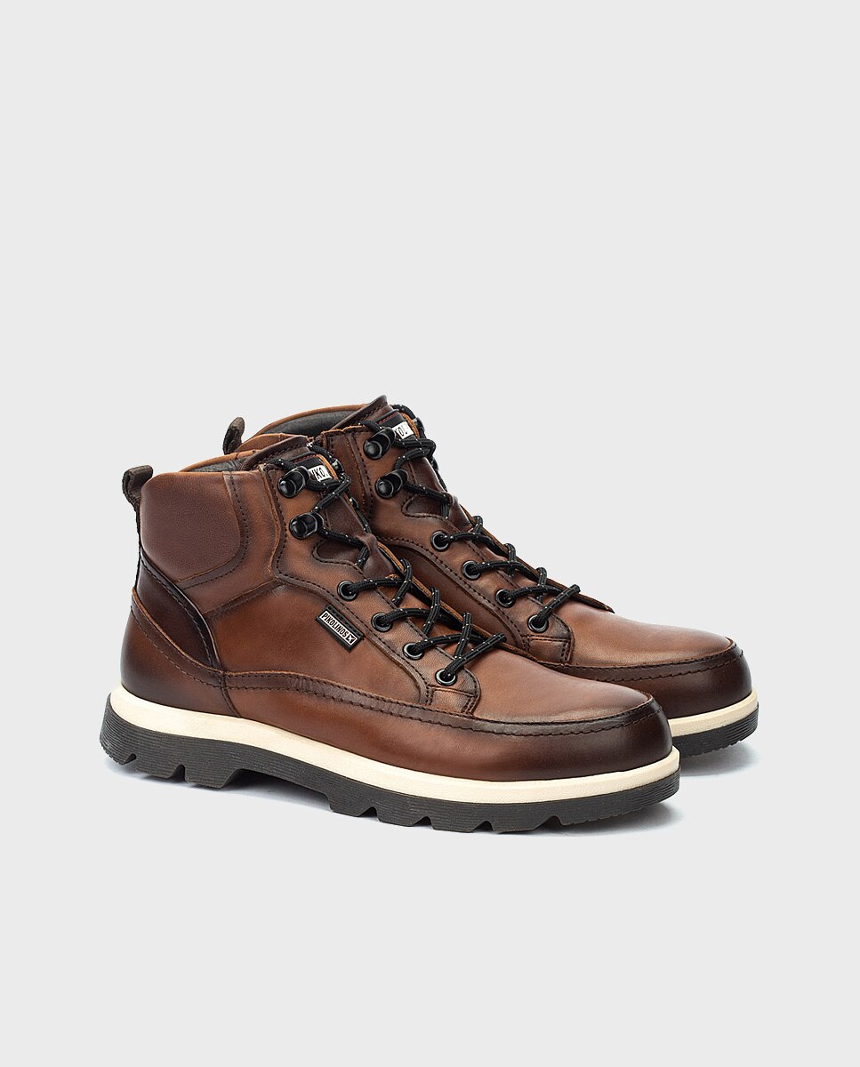 Imagen 3 de Botas de hombre de piel con cordones, cremallera y plantilla extraíble - Marrón Marrón