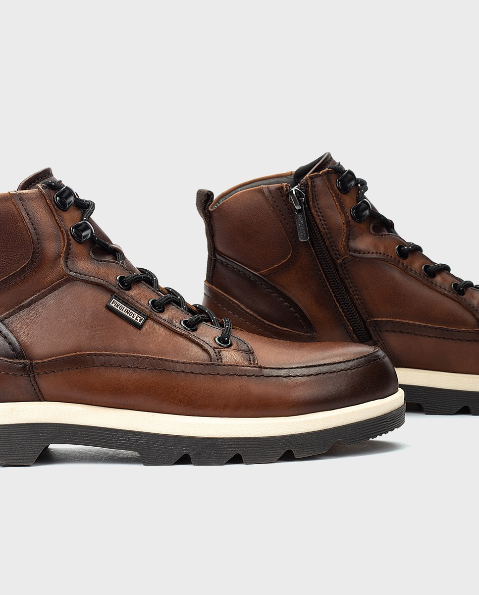 Imagen 4 de Botas de hombre de piel con cordones, cremallera y plantilla extraíble - Marrón Marrón
