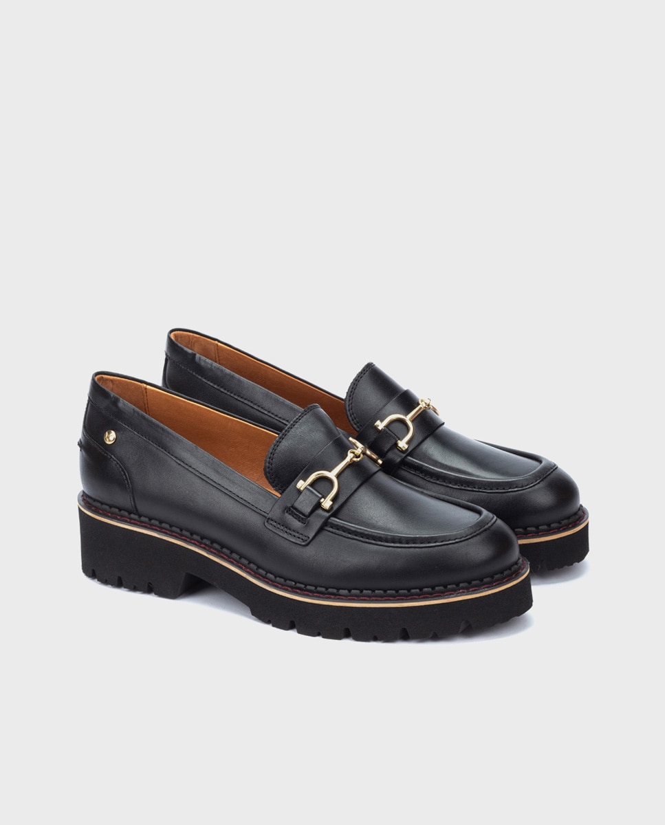 Mocasines de mujer de piel con suela extraligera - Pikolinos - Negro Negro-2