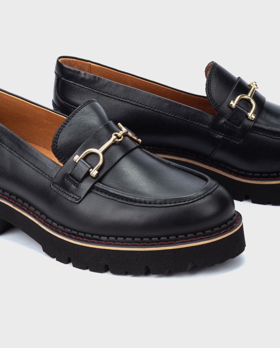 Mocasines de mujer de piel con suela extraligera - Pikolinos - Negro Negro-4