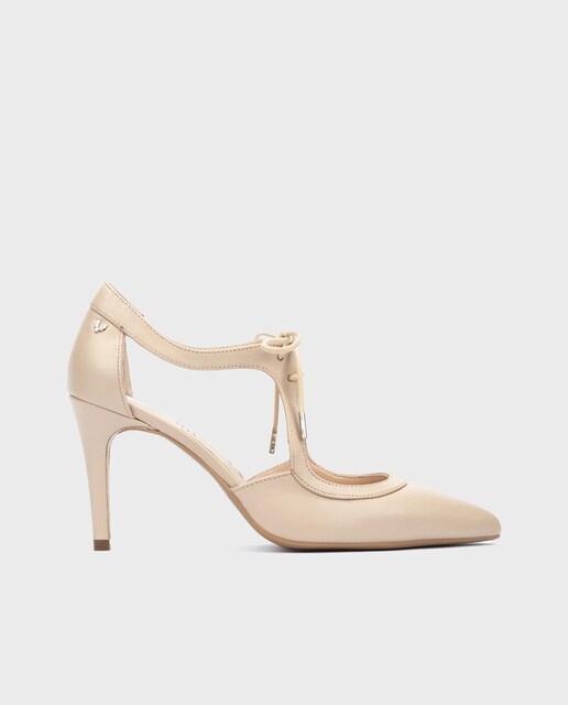 Imagen 0 de Zapatos de salón de mujer de piel con plantilla de gel y tacón de aguja en color plata