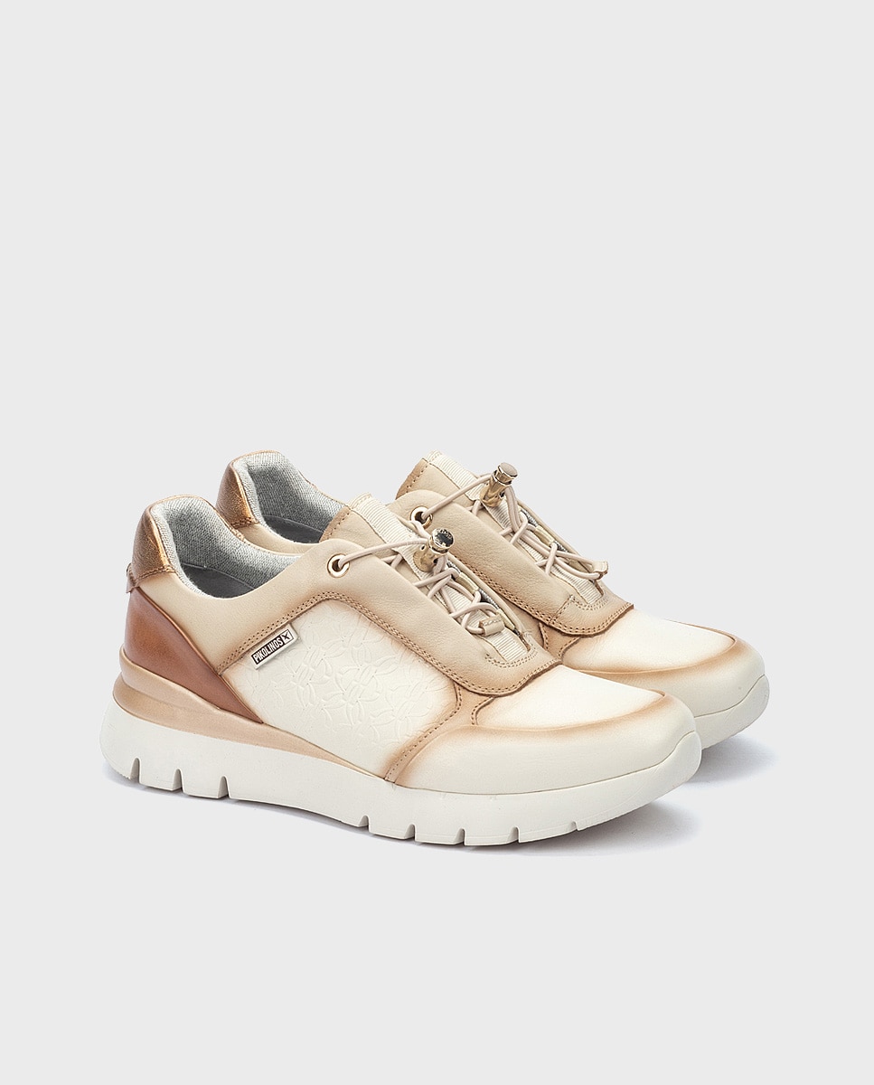 Zapatillas de mujer de piel con plantilla memory foam y suela extraligera en color - Pikolinos - Blanco Blanco-3