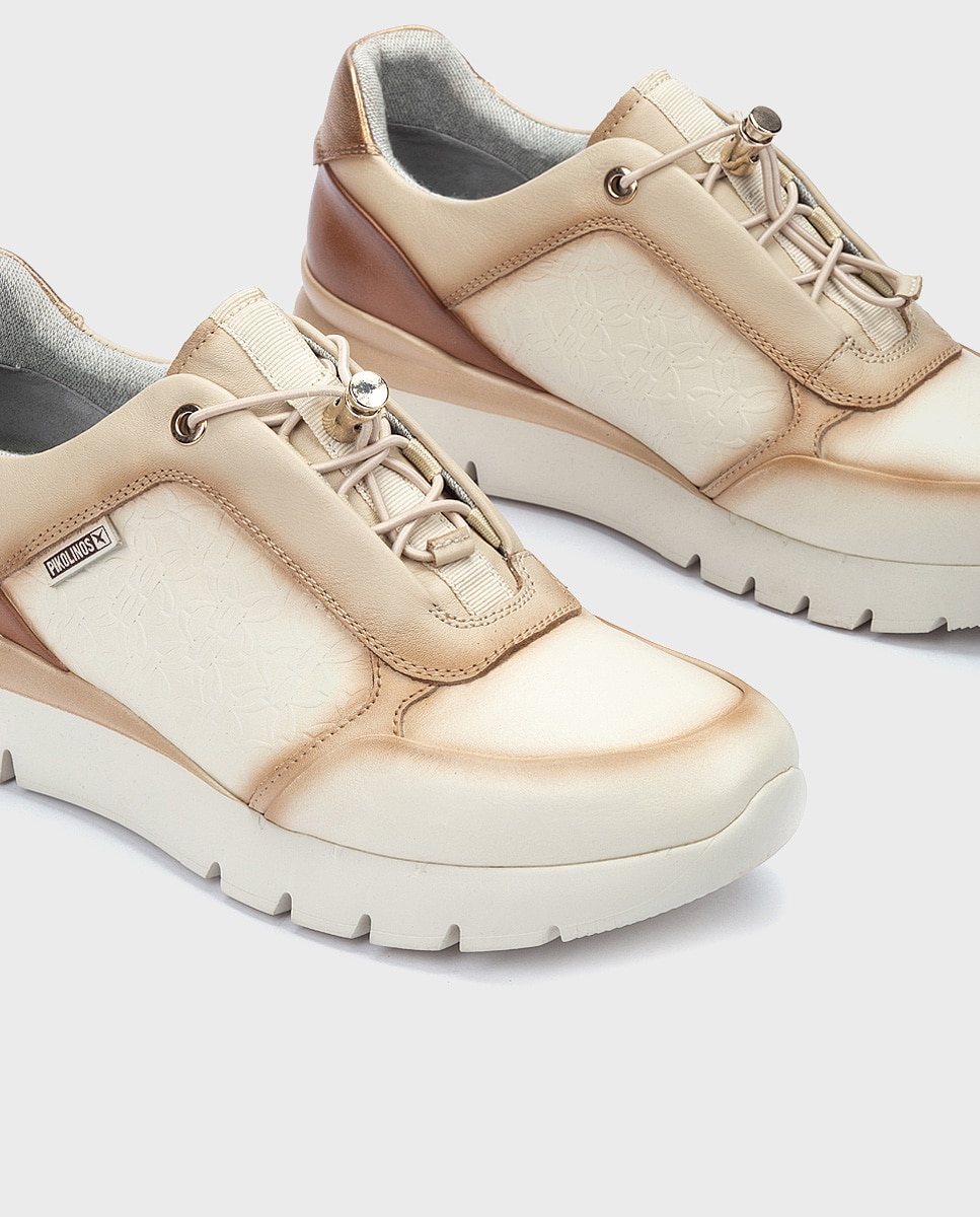 Zapatillas de mujer de piel con plantilla memory foam y suela extraligera en color - Pikolinos - Blanco Blanco-4