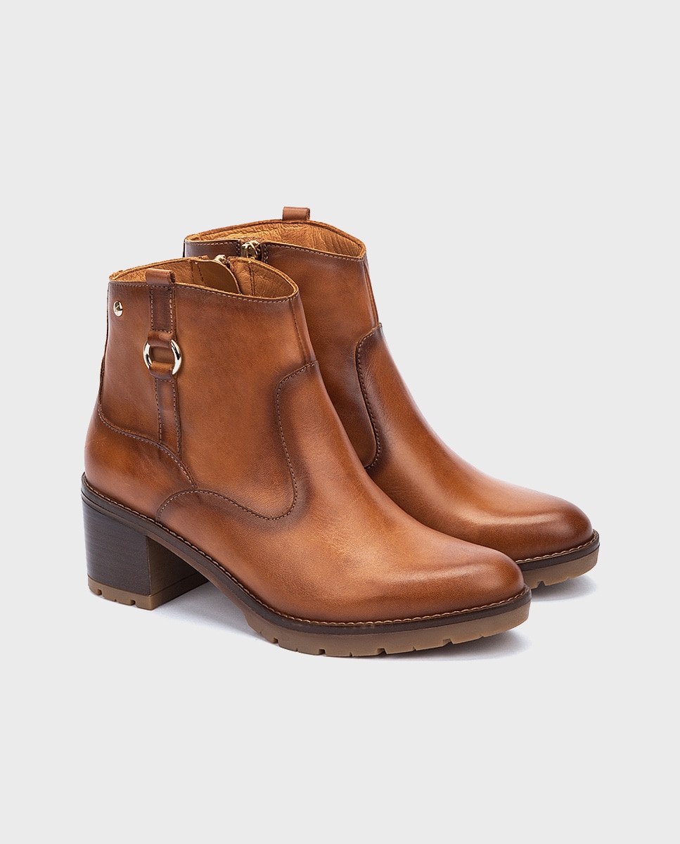 Botines de mujer de piel con cremallera - Pikolinos - Marrón Marrón-4