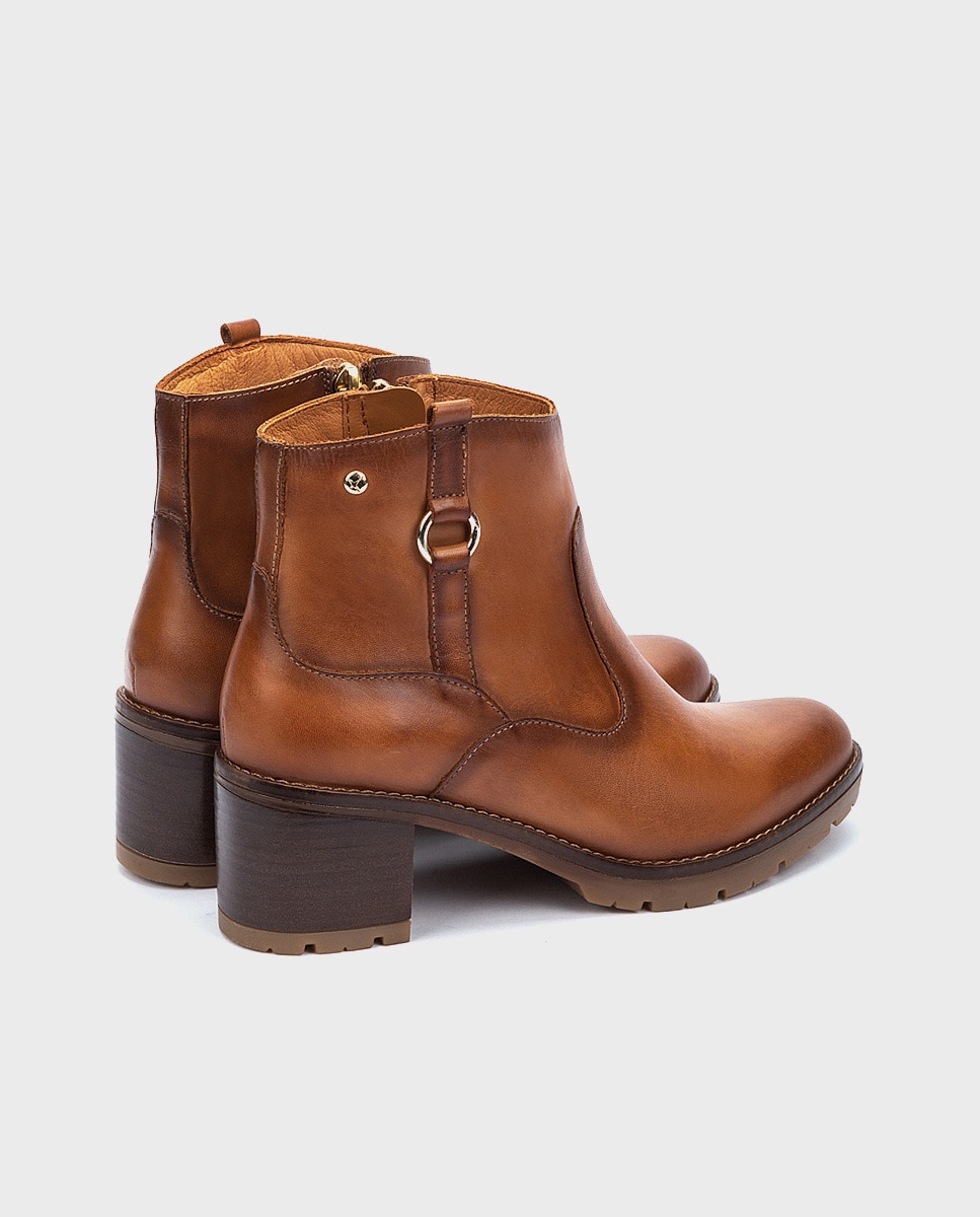 Botines de mujer de piel con cremallera - Pikolinos - Marrón Marrón-3