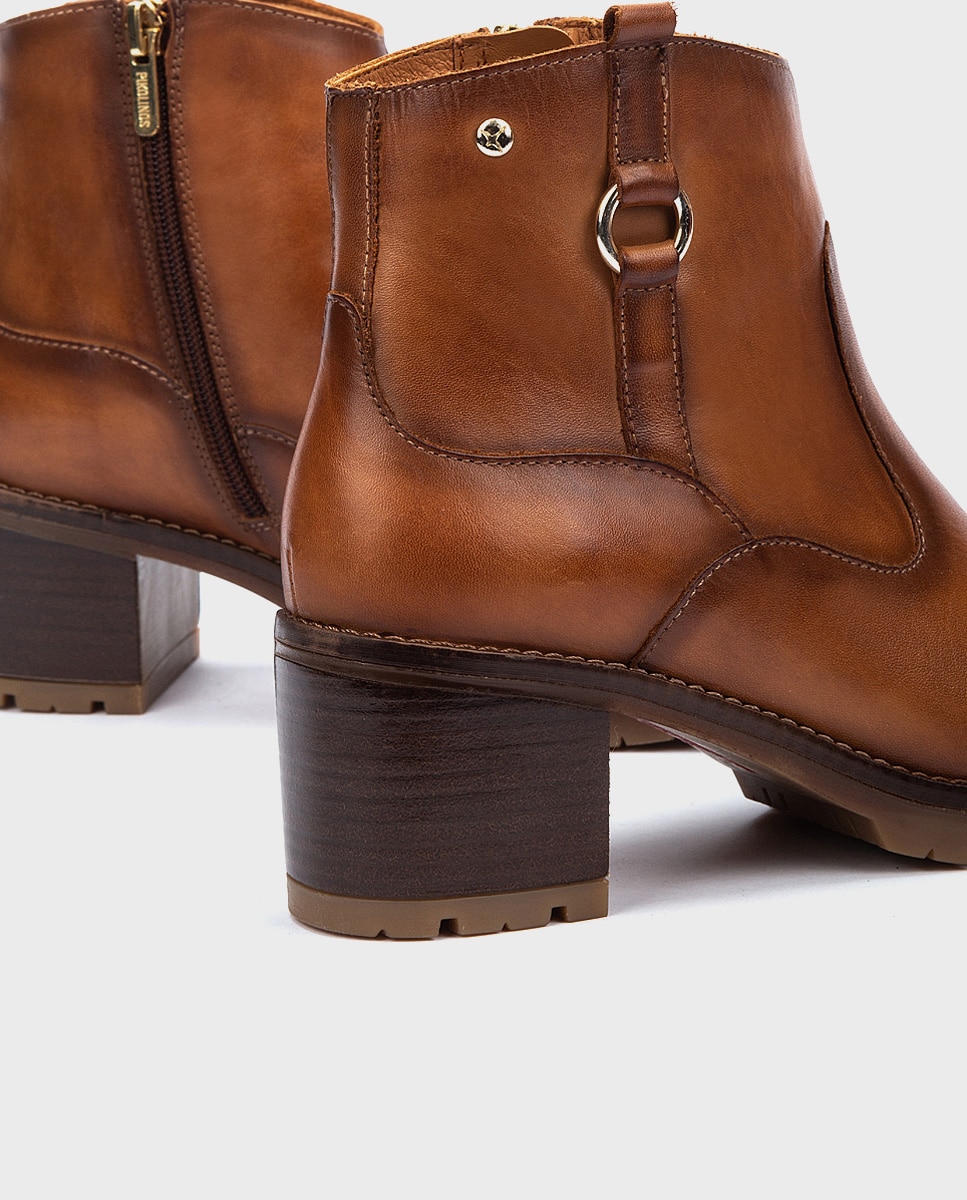 Botines de mujer de piel con cremallera - Pikolinos - Marrón Marrón-2