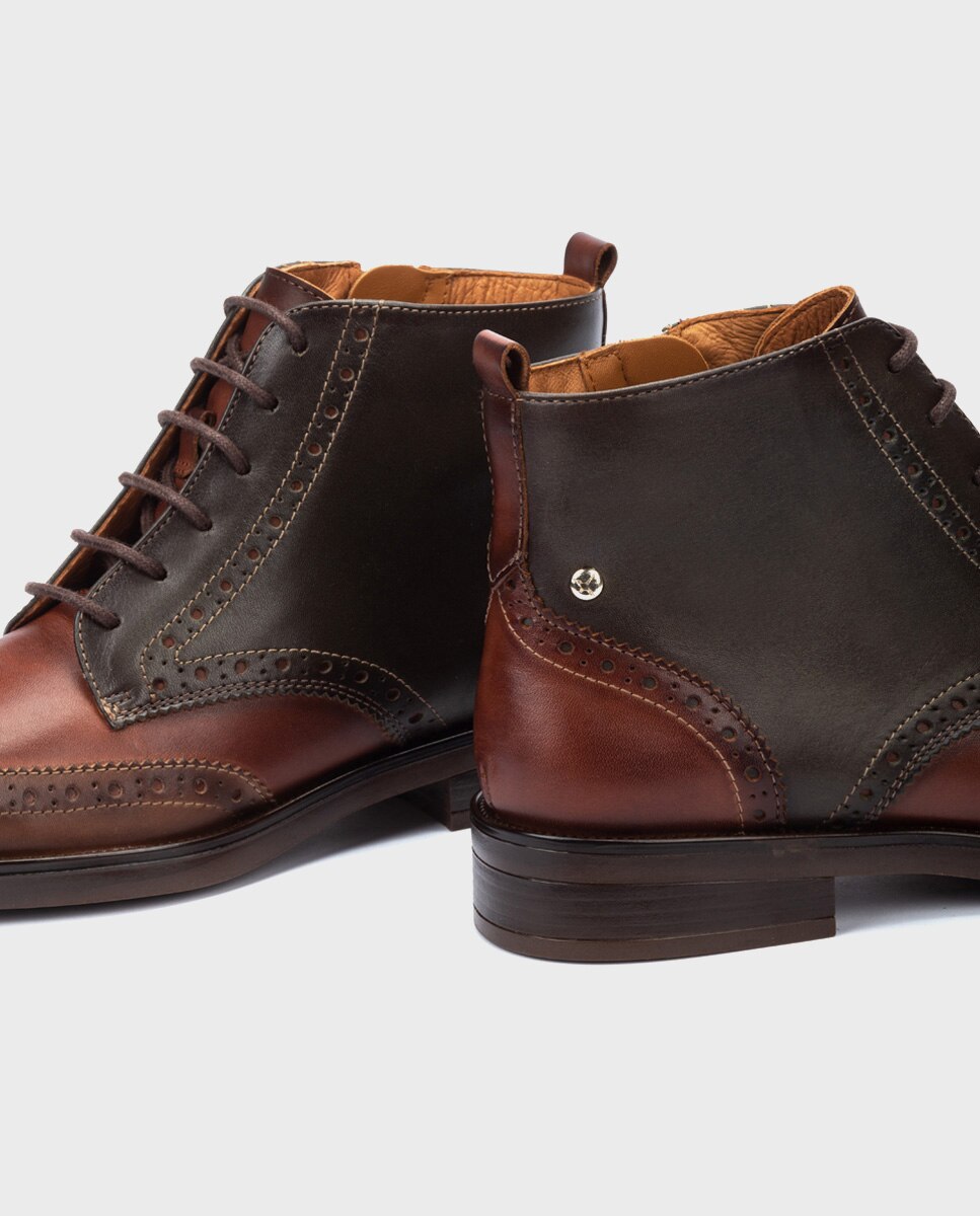 Botines de mujer de piel con cremallera y cordones · Pikolinos