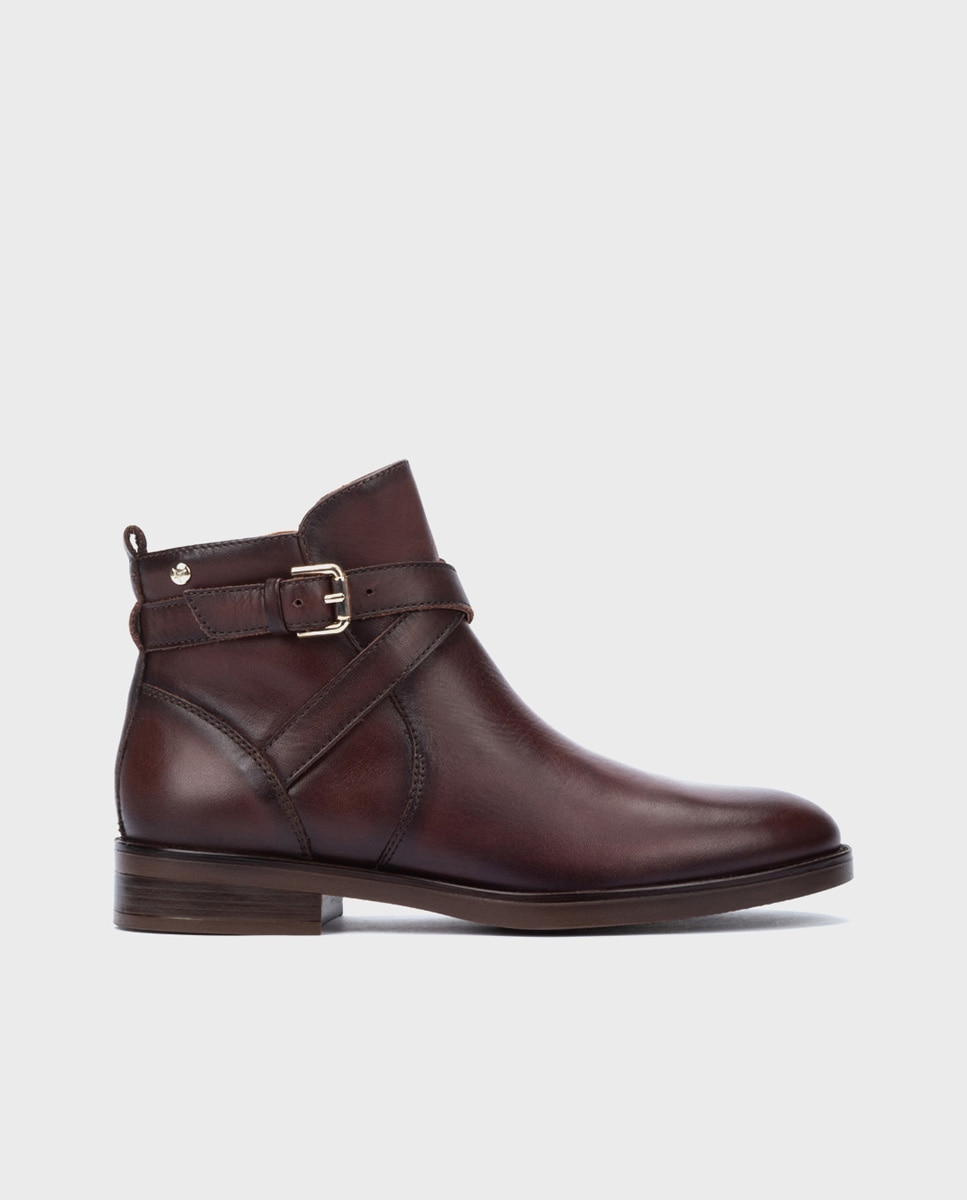 Imagen 1 de Botines de mujer de piel con cremallera - Pikolinos - Marrón oscuro Marrón oscuro