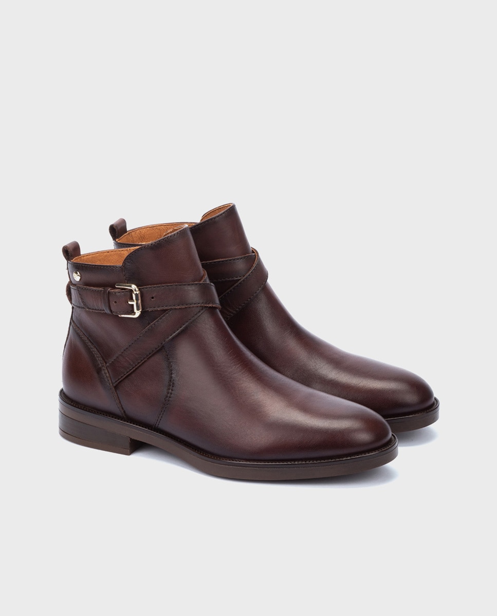 Imagen 2 de Botines de mujer de piel con cremallera - Pikolinos - Marrón oscuro Marrón oscuro
