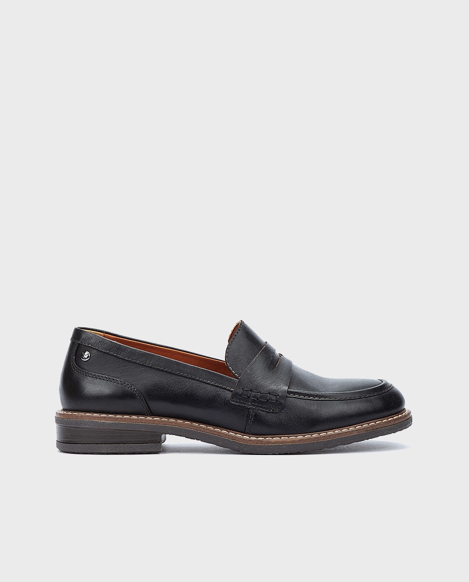 Mocasines de mujer de piel con plantilla extraíble y horma amplia - Pikolinos - Negro Negro-1