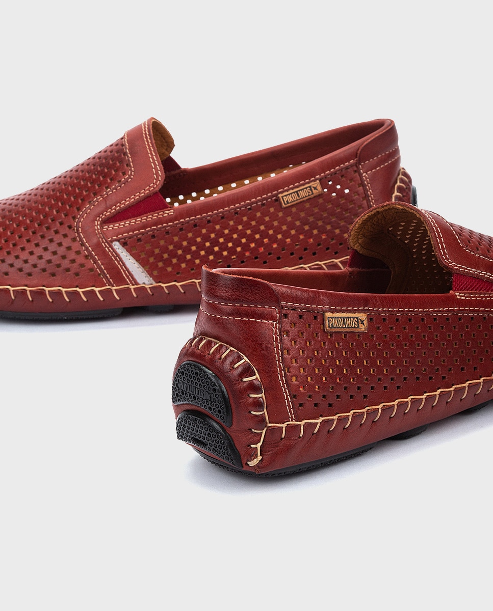Mocasines de hombre de piel con elásticos laterales y plantilla extraíble - Pikolinos - Blanco Granate-4